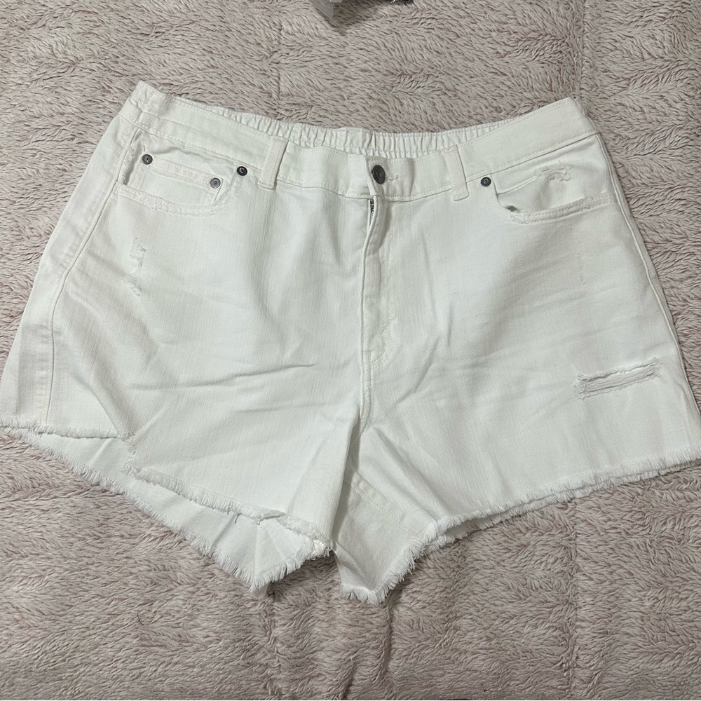 aerie white denim shorts